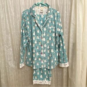 Munki Munki Flannel Snowman Pajamas XL